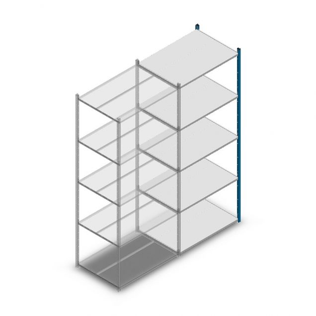 Legbordstelling Medium Duty 2500x1000x700mm (hxbxd) 5 niveaus blauw aanbouwsectie