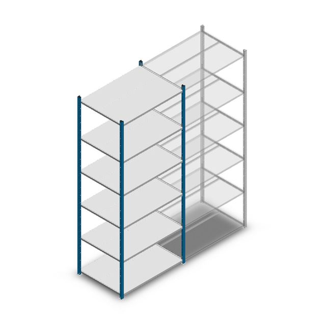 Legbordstelling Medium Duty 2500x1000x700mm (hxbxd) 6 niveaus blauw beginsectie