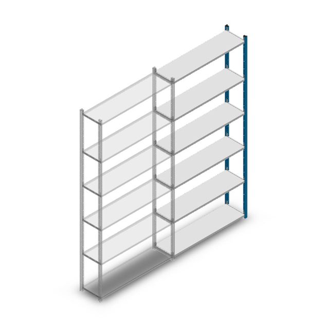 Legbordstelling Medium Duty 2500x1150x300mm (hxbxd) 6 niveaus blauw aanbouwsectie