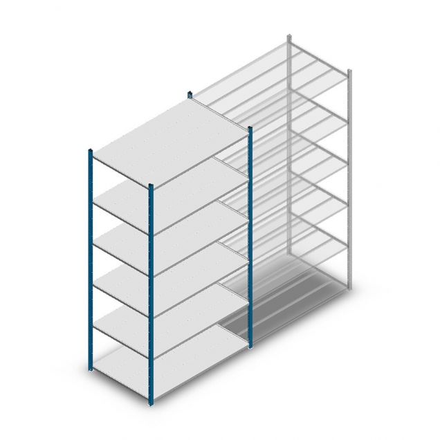 Legbordstelling Medium Duty 2500x1300x800mm (hxbxd) 6 niveaus blauw beginsectie