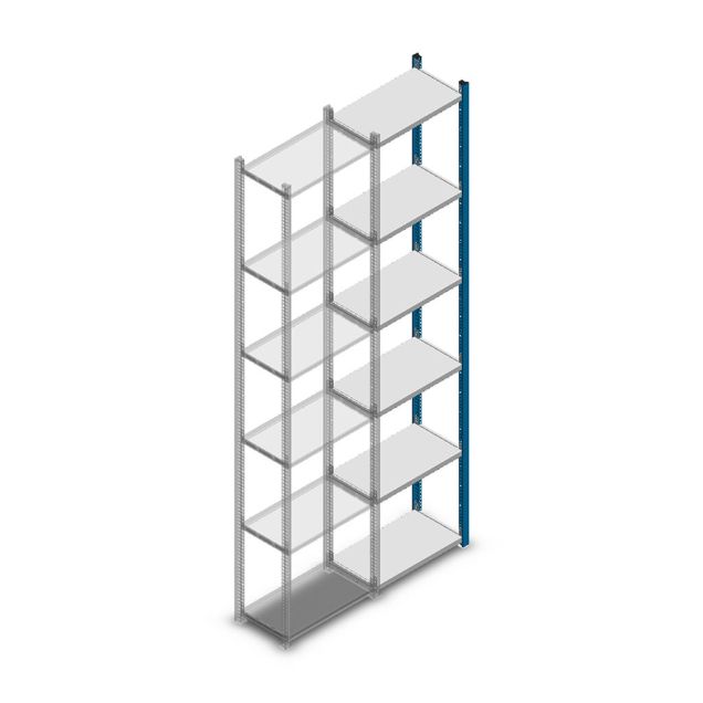 Legbordstelling Medium Duty 2500x550x300mm (hxbxd) 6 niveaus blauw aanbouwsectie