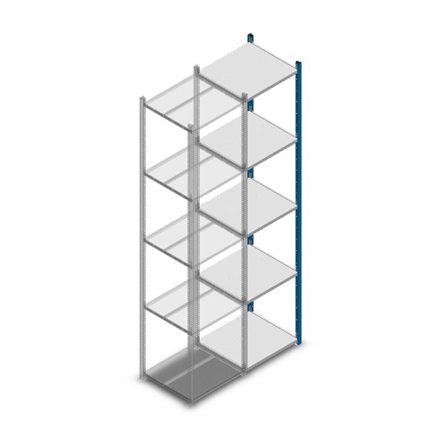 Legbordstelling Medium Duty 2500x550x500mm (hxbxd) 5 niveaus blauw aanbouwsectie