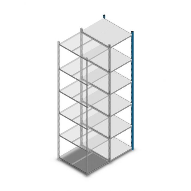 Legbordstelling Medium Duty 2500x550x700mm (hxbxd) 6 niveaus blauw aanbouwsectie