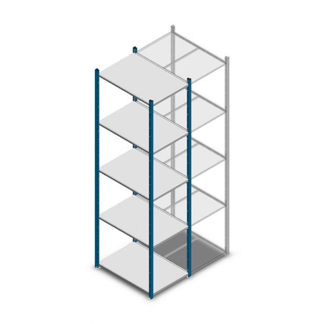 Legbordstelling Medium Duty 2500x550x800mm (hxbxd) 5 niveaus blauw beginsectie