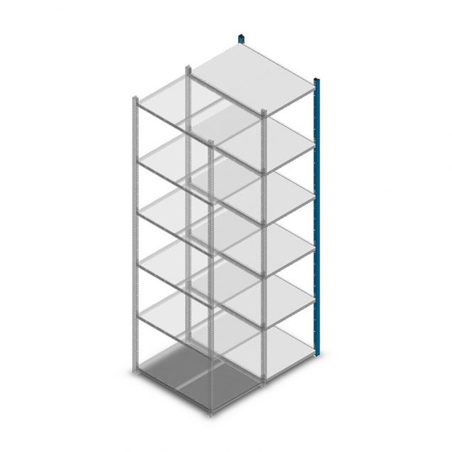 Legbordstelling Medium Duty 2500x550x800mm (hxbxd) 6 niveaus blauw aanbouwsectie