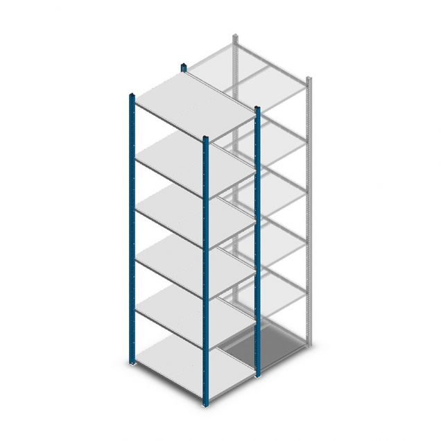 Legbordstelling Medium Duty 2500x550x800mm (hxbxd) 6 niveaus blauw beginsectie