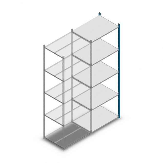 Legbordstelling Medium Duty 2500x850x600mm (hxbxd) 5 niveaus blauw aanbouwsectie