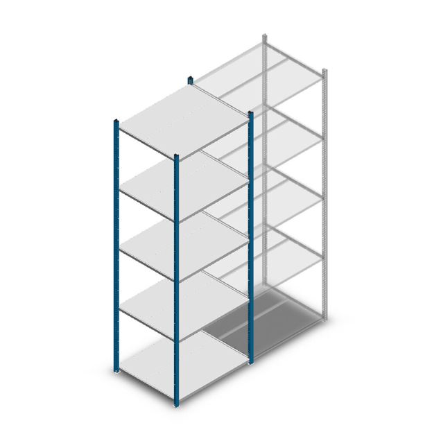 Legbordstelling Medium Duty 2500x850x700mm (hxbxd) 5 niveaus blauw beginsectie