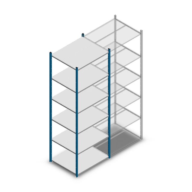 Legbordstelling Medium Duty 2500x850x700mm (hxbxd) 6 niveaus blauw beginsectie