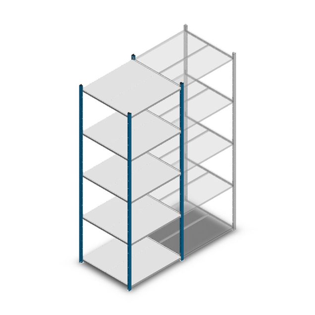 Legbordstelling Medium Duty 2500x850x800mm (hxbxd) 5 niveaus blauw beginsectie