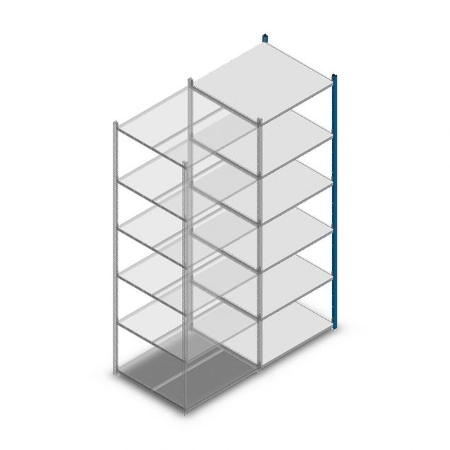 Legbordstelling Medium Duty 2500x850x800mm (hxbxd) 6 niveaus blauw aanbouwsectie