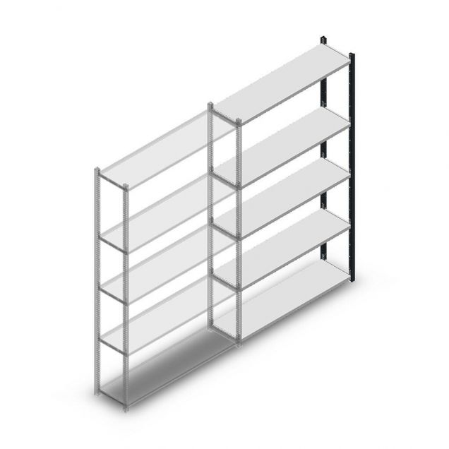 Legbordstelling Medium Duty 2000x1150x300mm (hxbxd) 5 niveaus antraciet aanbouwsectie