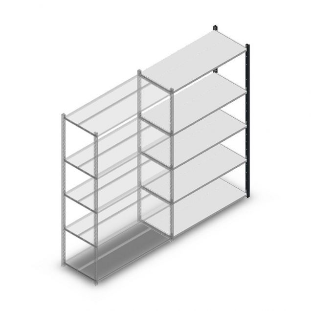 Legbordstelling Medium Duty 2000x1150x500mm (hxbxd) 5 niveaus antraciet aanbouwsectie