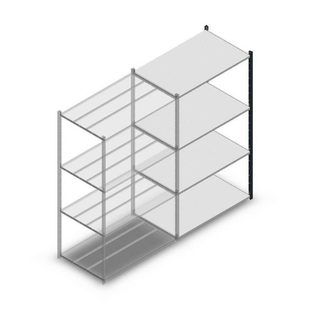 Legbordstelling Medium Duty 2000x1150x700mm (hxbxd) 4 niveaus antraciet aanbouwsectie