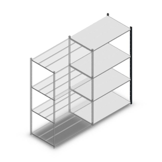 Legbordstelling Medium Duty 2000x1150x700mm (hxbxd) 4 niveaus antraciet aanbouwsectie