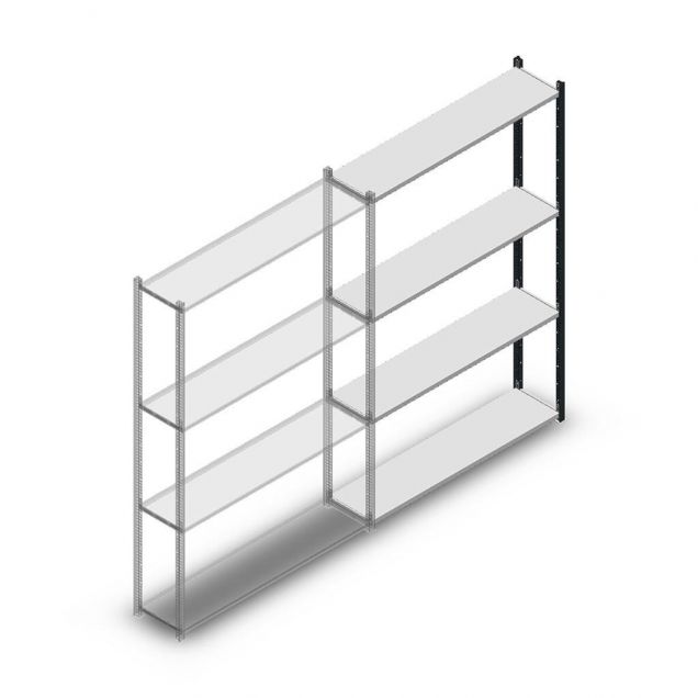 Legbordstelling Medium Duty 2000x1300x300mm (hxbxd) 4 niveaus antraciet aanbouwsectie