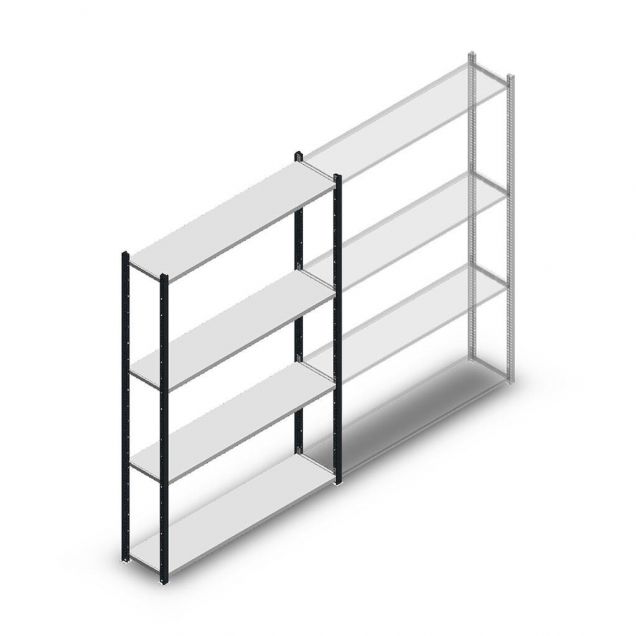 Legbordstelling Medium Duty 2000x1300x300mm (hxbxd) 4 niveaus antraciet beginsectie