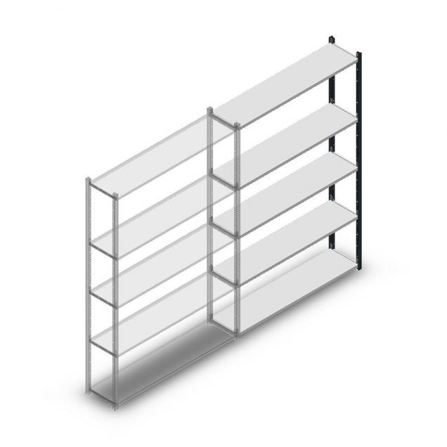 Legbordstelling Medium Duty 2000x1300x300mm (hxbxd) 5 niveaus antraciet aanbouwsectie