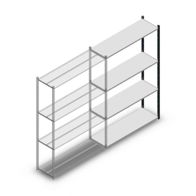 Legbordstelling Medium Duty 2000x1300x400mm (hxbxd) 4 niveaus antraciet aanbouwsectie