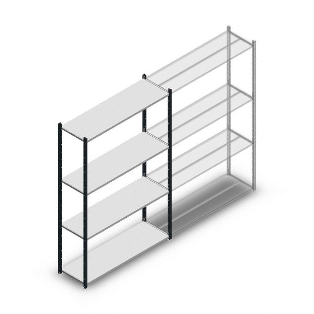 Legbordstelling Medium Duty 2000x1300x400mm (hxbxd) 4 niveaus antraciet beginsectie
