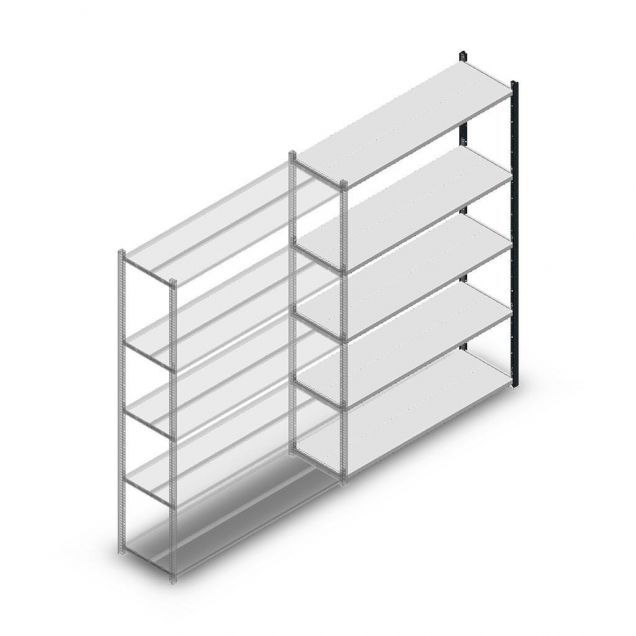 Legbordstelling Medium Duty 2000x1300x400mm (hxbxd) 5 niveaus antraciet aanbouwsectie