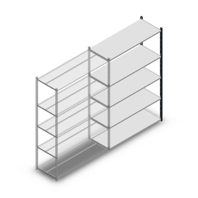 Legbordstelling Medium Duty 2000x1300x500mm (hxbxd) 5 niveaus antraciet aanbouwsectie