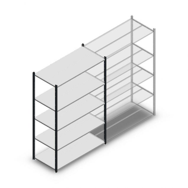 Legbordstelling Medium Duty 2000x1300x600mm (hxbxd) 5 niveaus antraciet beginsectie