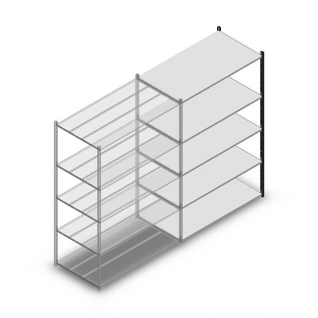 Legbordstelling Medium Duty 2000x1300x700mm (hxbxd) 5 niveaus antraciet aanbouwsectie