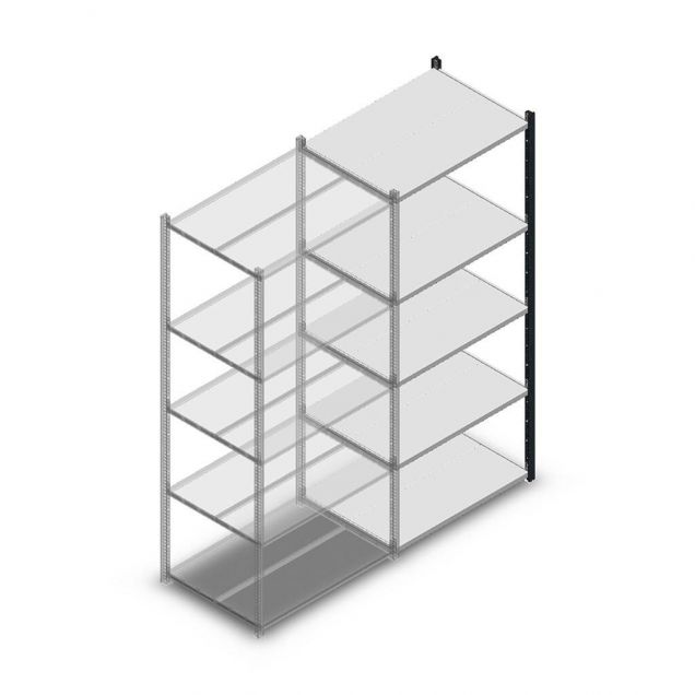 Legbordstelling Medium Duty 2000x850x600mm (hxbxd) 5 niveaus antraciet aanbouwsectie