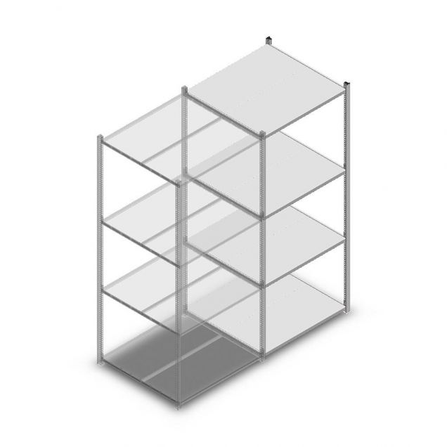 Legbordstelling Light Duty 2000x850x800mm (hxbxd) 4 niveaus aanbouwsectie