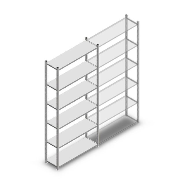 Legbordstelling Medium Duty 2200x1000x300mm (hxbxd) 6 niveaus verzinkt beginsectie