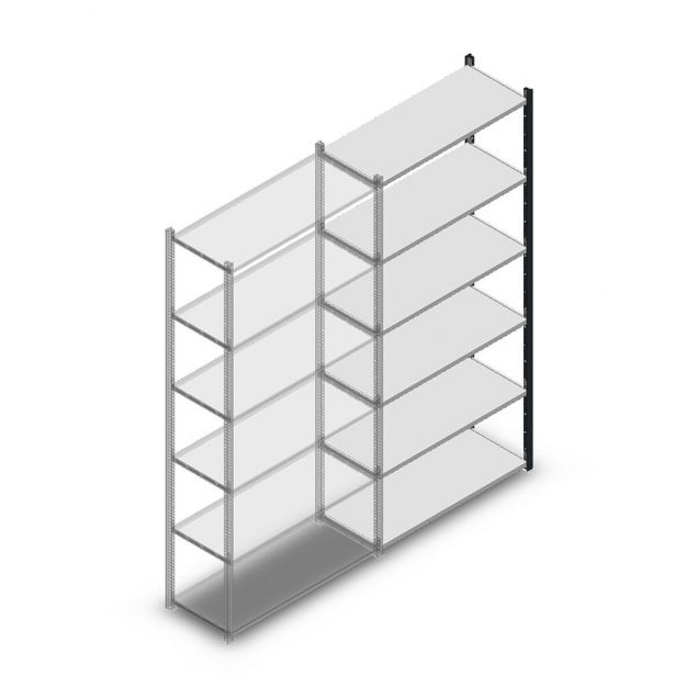 Legbordstelling Medium Duty 2000x1000x400mm (hxbxd) 6 niveaus antraciet aanbouwsectie