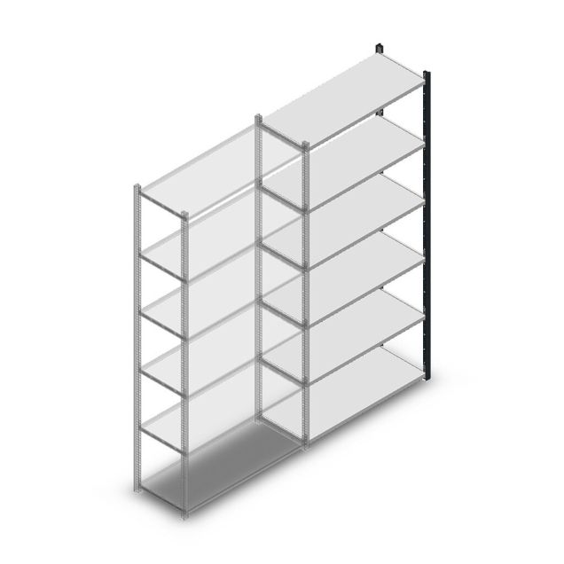 Legbordstelling Medium Duty 2200x1000x400mm (hxbxd) 6 niveaus antraciet aanbouwsectie