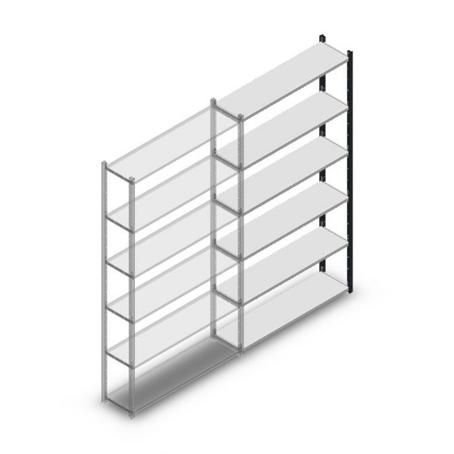 Legbordstelling Medium Duty 2000x1150x300mm (hxbxd) 6 niveaus antraciet aanbouwsectie