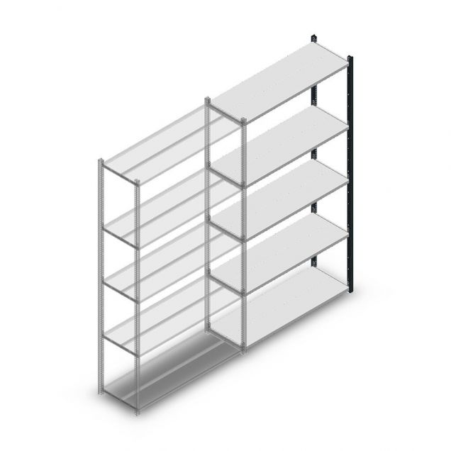 Legbordstelling Medium Duty 2200x1150x400mm (hxbxd) 5 niveaus antraciet aanbouwsectie