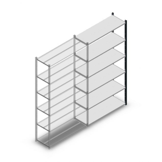 Legbordstelling Medium Duty 2000x1150x400mm (hxbxd) 6 niveaus antraciet aanbouwsectie