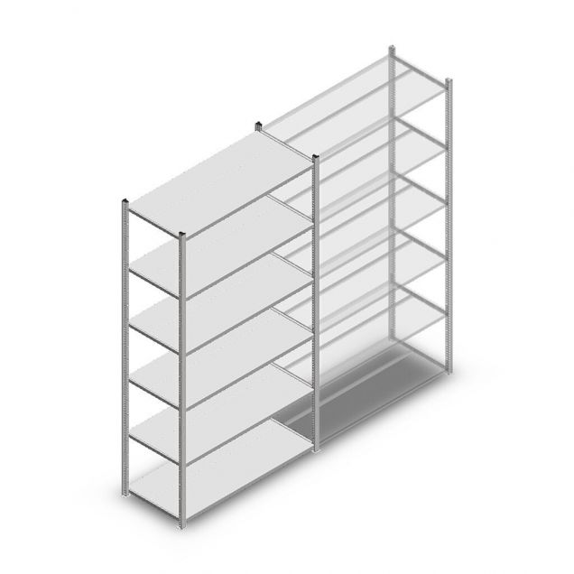Legbordstelling Medium Duty 2000x1150x500mm (hxbxd) 6 niveaus verzinkt beginsectie