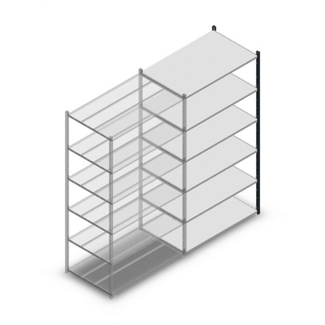 Legbordstelling Medium Duty 2000x1150x700mm (hxbxd) 6 niveaus antraciet aanbouwsectie