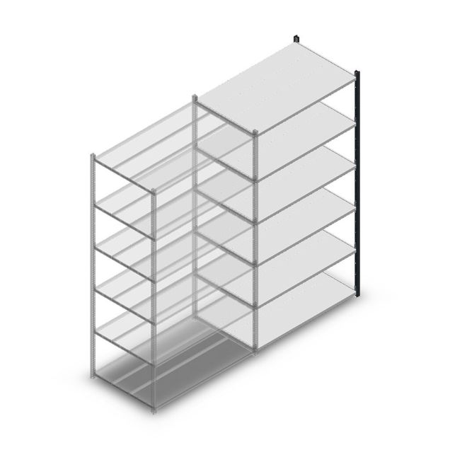 Legbordstelling Medium Duty 2000x1150x700mm (hxbxd) 6 niveaus antraciet aanbouwsectie