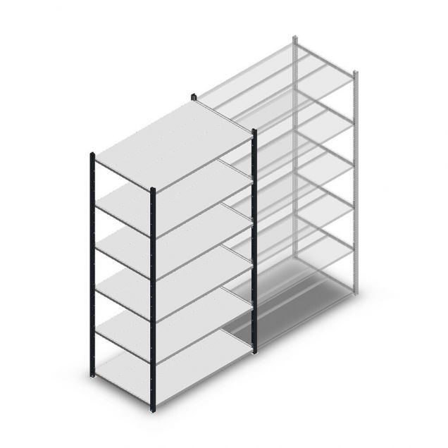 Legbordstelling Medium Duty 2000x1150x500mm (hxbxd) 6 niveaus antraciet beginsectie