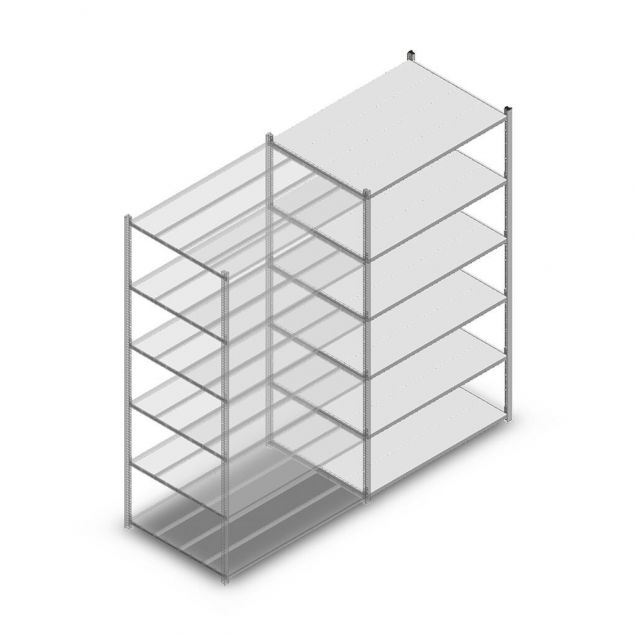 Legbordstelling Medium Duty 2000x1150x800mm (hxbxd) 6 niveaus verzinkt aanbouwsectie
