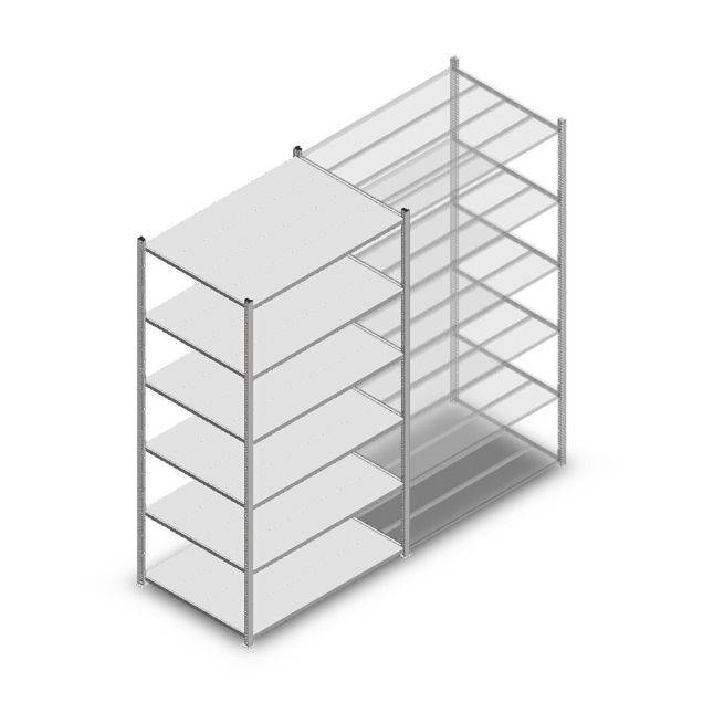 Legbordstelling Medium Duty 2200x1150x800mm (hxbxd) 6 niveaus verzinkt beginsectie