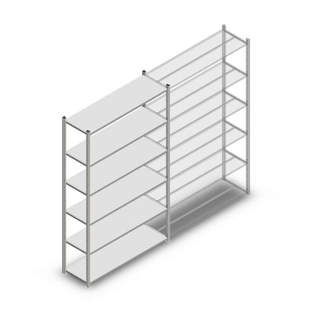 Legbordstelling Medium Duty 2000x1300x400mm (hxbxd) 6 niveaus verzinkt beginsectie