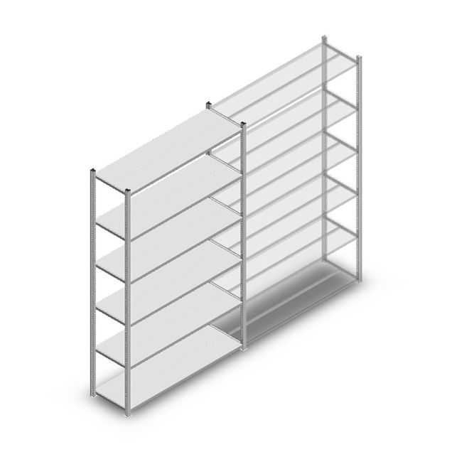 Legbordstelling Medium Duty 2000x1300x400mm (hxbxd) 6 niveaus verzinkt beginsectie