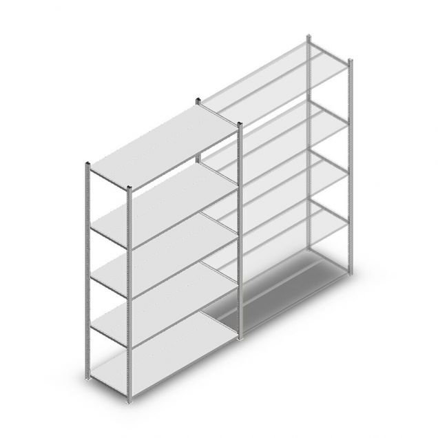 Legbordstelling Medium Duty 2200x1300x500mm (hxbxd) 5 niveaus verzinkt beginsectie