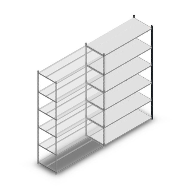 Legbordstelling Medium Duty 2000x1300x500mm (hxbxd) 6 niveaus antraciet aanbouwsectie