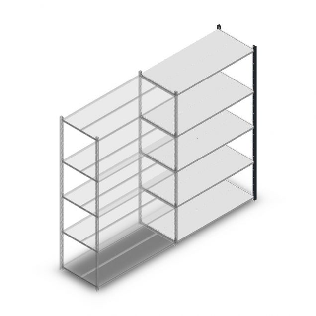 Legbordstelling Medium Duty 2200x1300x600mm (hxbxd) 5 niveaus antraciet aanbouwsectie