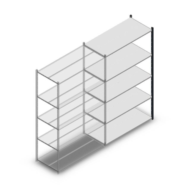 Legbordstelling Medium Duty 2200x1300x600mm (hxbxd) 5 niveaus antraciet aanbouwsectie