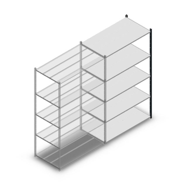 Legbordstelling Medium Duty 2200x1300x700mm (hxbxd) 5 niveaus antraciet aanbouwsectie
