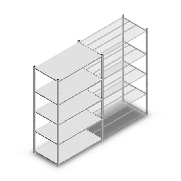 Legbordstelling Medium Duty 2200x1300x700mm (hxbxd) 5 niveaus verzinkt beginsectie